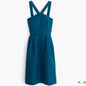 J. Crew Lexie Dress Classic Faille Teal Green Mini Fit & Flare Size 4